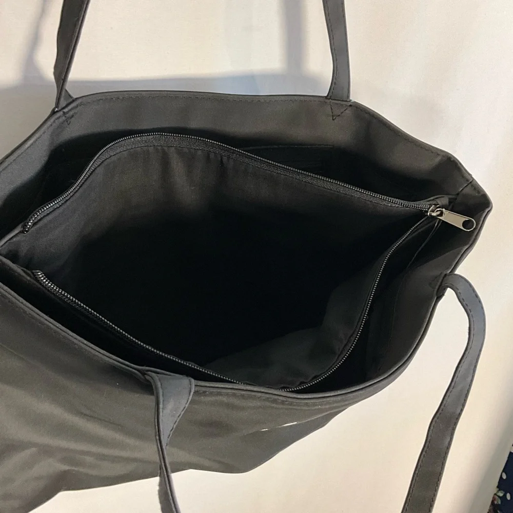 Black Tote Bag -Inside 3 Pockets, Glasses, Pencils, Make up & Card Holder
